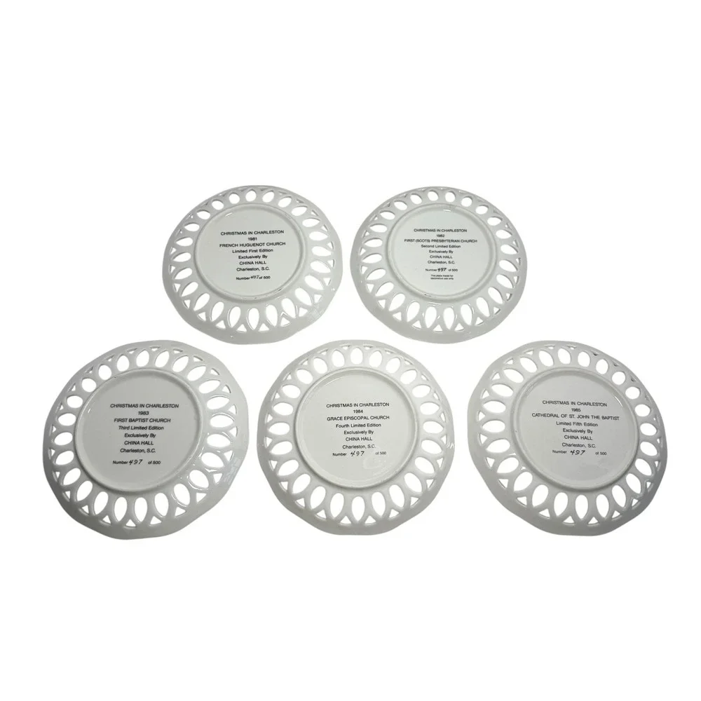 Vintage Christmas in Charleston SC Churches Collector Plates Set of 5 China Hall